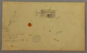 Dessin, maison à dôme, maison avec escalier, février, peut-être 1868