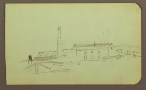 Dessin, usine ; verso : figures, 1883