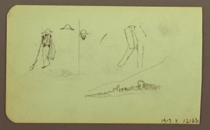 Dessin, usine ; verso : figures, 1883
