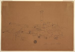 Dessin, colonne tombée, temple de Zeus olympien, Athènes, 24 avril 1869 - Frederic Edwin Church