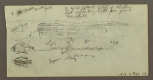 Dessin, personnage montant un chameau, personnage marchant, Hilside et Hilltop, peut-être 1868 - Frederic Edwin Church