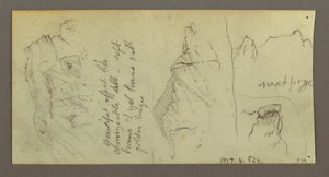 Dessin, personnage montant un chameau, chameau assis, peut-être 1868 - Frederic Edwin Church