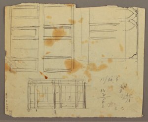 Dessin, esquisses de figures ; verso : bibliothèque, 1853 - Frederic Edwin Church