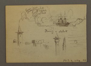 Dessin, études de figures, voilier, arc-en-ciel, peut-être 1868 - Frederic Edwin Church