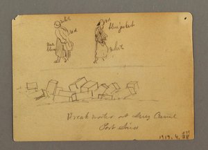 Dessin, Études de figures avec des chiens, Égypte, 1868 - Frederic Edwin Church