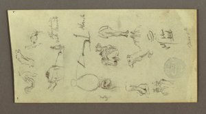 Dessin, études de figures et de chameaux, 4 mars, peut-être 1868 - Frederic Edwin Church