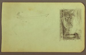 Dessin, figure dans un esquif, esquisse d