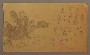 Dessin, figures, bambou au clair de lune, juillet 1865 - Frederic Edwin Church