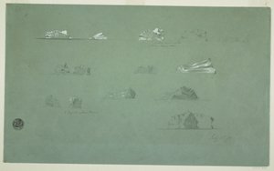 Dessin, icebergs flottants, 1er juillet 1859 - Frederic Edwin Church