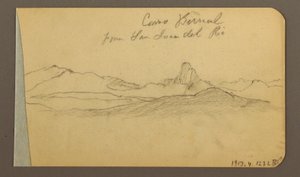 Dessin, chaînes de collines et de montagnes, San Bernal Peak, 1889 - Frederic Edwin Church
