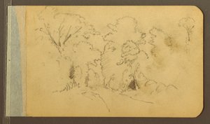 Dessin, collines et chaînes de montagnes ; au verso : route dans les bois, 1889 - Frederic Edwin Church