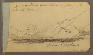 Dessin, collines et chaînes de montagnes ; au verso : route dans les bois, 1889 - Frederic Edwin Church