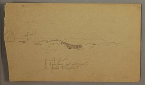 Dessin, collines, arc-en-ciel, peut-être 1865-66 - Frederic Edwin Church