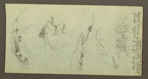 Dessin, sommet de colline avec rochers, peut-être 1868 - Frederic Edwin Church