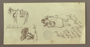 Dessin, cheval, figure de dos, arbres, peut-être 1868 - Frederic Edwin Church