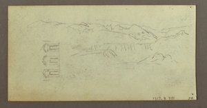 Dessin, cheval, figure de dos, arbres, peut-être 1868 - Frederic Edwin Church