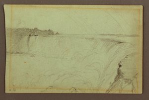 Dessin, chutes en fer à cheval avec un double arc-en-ciel, rivière Niagara, Canada, 1856 - Frederic Edwin Church