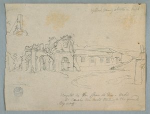 Dessin, Hôpital de San Juan de Dios, Honda, Colombie, 1853 - Frederic Edwin Church