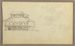 Dessin, maison, croquis botanique, Équateur ou Colombie, 1857 - Frederic Edwin Church