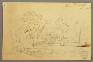 Dessin, Maison dans les bois au bord d