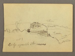 Dessin, Maisons sur la colline, peut-être 1868-69 - Frederic Edwin Church