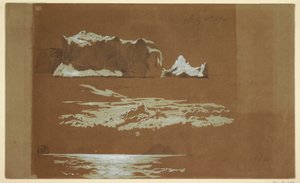 Dessin, icebergs près du cap Saint-Jean et de l
