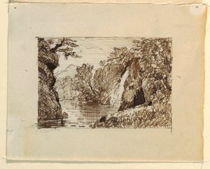 Dessin, paysage imaginaire avec, vers 1870-73 - Frederic Edwin Church