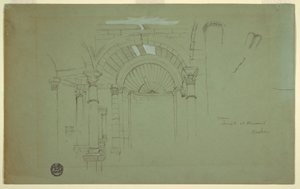 Dessin, intérieur du temple de Mismiyeh, Syrie, 28 avril 1868 - Frederic Edwin Church