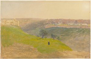 Dessin, Jérusalem depuis le mont des Oliviers, mars 1868 - Frederic Edwin Church