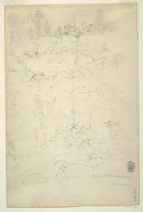 Dessin, chutes de Kaaterskill, montagnes Catskill, New York, juillet 1844 - Frederic Edwin Church