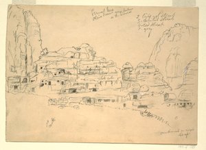 Dessin, Khirbet-en-Nasara, Petra, Jordanie, 26 février 1868 - Frederic Edwin Church