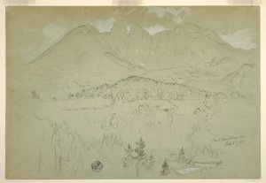 Dessin, paysage, Berchtesgaden, Bavière, 6 juillet 1868 - Frederic Edwin Church