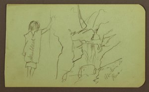 Dessin, paysage, figure ; verso : arbres, pont, plantes, 1883 - Frederic Edwin Church