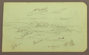 Dessin, paysage, Toluca ; verso : montagne, église, 1883