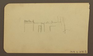 Dessin, paysage ; verso : église, avril 1885
