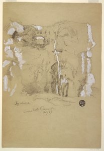 Dessin, Paysage près des thermes de Caracalla, Rome, février 1869 - Frederic Edwin Church