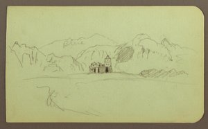 Dessin, Paysage avec église ; Verso : Paysage, 1883 - Frederic Edwin Church