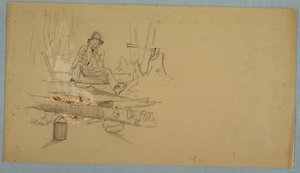 Dessin, Homme campant dans les bois, vers 1855 - Frederic Edwin Church