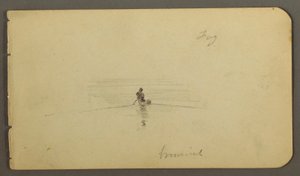 Dessin, homme en canoë, peut-être 1878 - Frederic Edwin Church