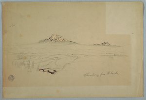 Dessin, Mont Chimborazo, vue de Riobamba, Équateur, juillet 1857 - Frederic Edwin Church