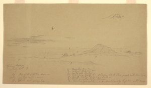 Dessin, Mont Chimborazo au coucher du soleil, 1857