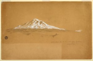 Dessin, Mont Chimborazo depuis la maison du père Pablo Bustamante, Riobamba, Équateur, 14 juillet 1857 - Frederic Edwin Church