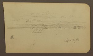 Dessin, paysage de montagne, figure ; verso : paysage, 30 avril 1885 - Frederic Edwin Church