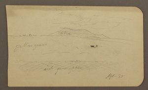 Dessin, paysage de montagne ; verso : église avec dôme, avril 1885 - Frederic Edwin Church