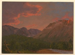 Dessin, paysage de montagne au coucher du soleil, 1865 - Frederic Edwin Church