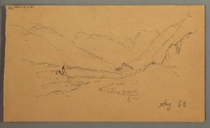 Dessin, pics montagneux, 1868 - Frederic Edwin Church