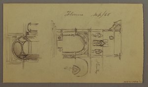 Dessin, vallée montagneuse, pont, bâtiments, peut-être 1868-69 - Frederic Edwin Church