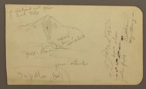 Dessin, montagne, Zapotlan ; verso : colline boisée, lac de Cuitzeo, janvier 1885 - Frederic Edwin Church