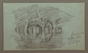 Dessin, Montagne et son reflet sur le lac, peut-être 1868 - Frederic Edwin Church