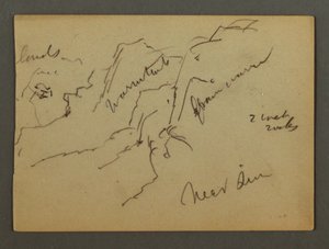Dessin, flanc de montagne, peut-être 1868